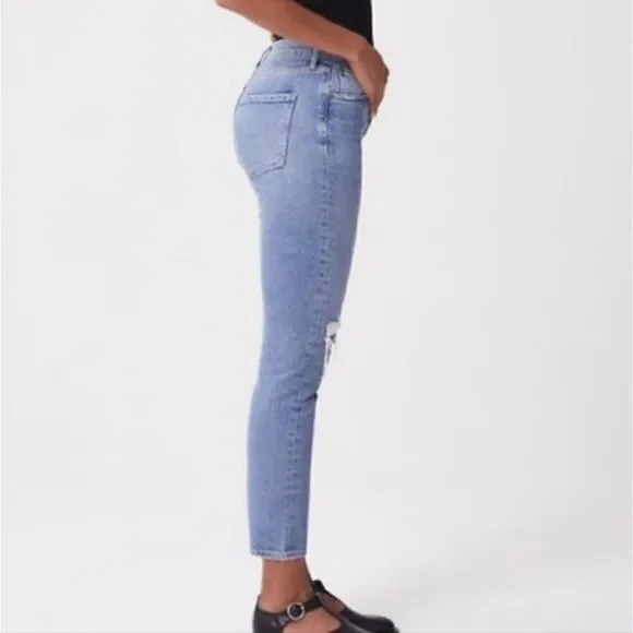 Agolde Riley High Rise Straight Leg Crop Denim Jeans In Whiplash NWT - Picture 4 of 11